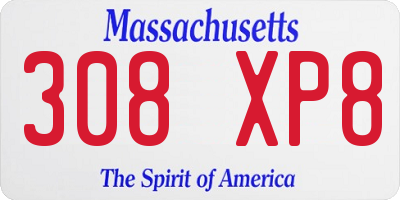 MA license plate 308XP8