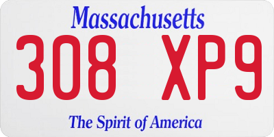MA license plate 308XP9