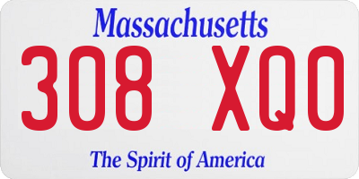 MA license plate 308XQ0
