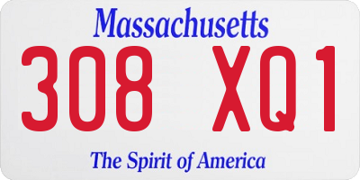 MA license plate 308XQ1