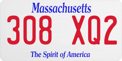 MA license plate 308XQ2
