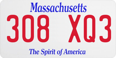 MA license plate 308XQ3