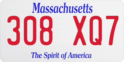 MA license plate 308XQ7