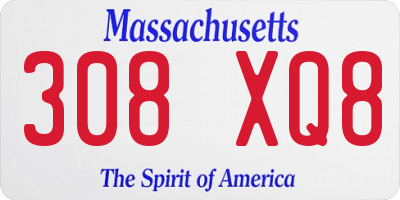 MA license plate 308XQ8