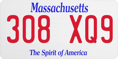 MA license plate 308XQ9