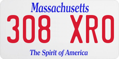 MA license plate 308XR0