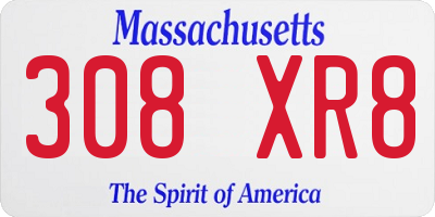 MA license plate 308XR8