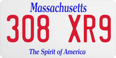MA license plate 308XR9
