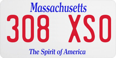 MA license plate 308XS0