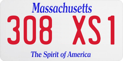 MA license plate 308XS1