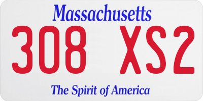 MA license plate 308XS2