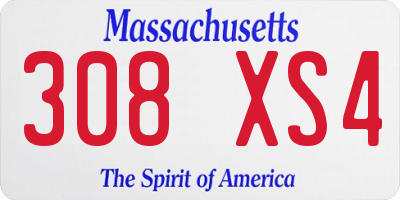 MA license plate 308XS4