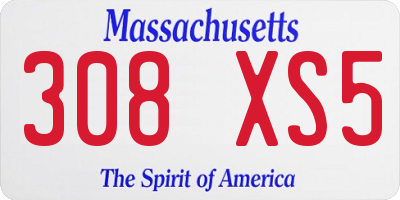 MA license plate 308XS5