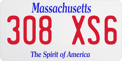 MA license plate 308XS6