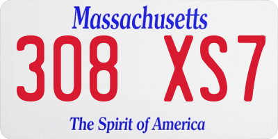 MA license plate 308XS7