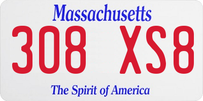 MA license plate 308XS8