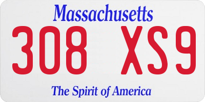 MA license plate 308XS9