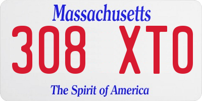 MA license plate 308XT0