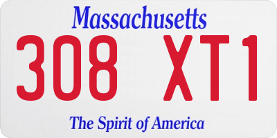MA license plate 308XT1