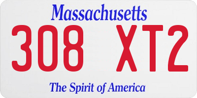 MA license plate 308XT2