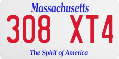 MA license plate 308XT4