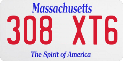 MA license plate 308XT6