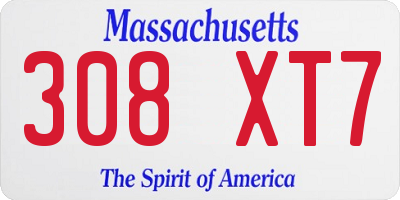 MA license plate 308XT7