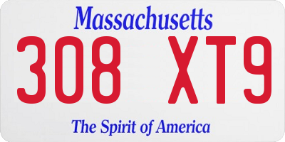 MA license plate 308XT9