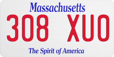 MA license plate 308XU0
