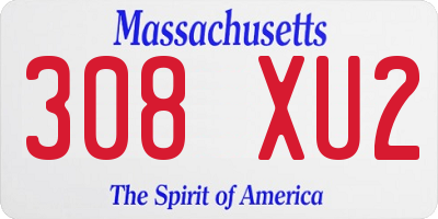 MA license plate 308XU2