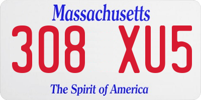 MA license plate 308XU5