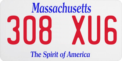 MA license plate 308XU6