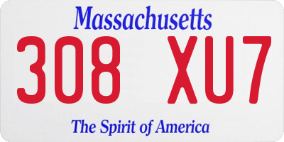MA license plate 308XU7