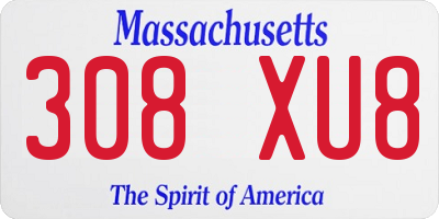 MA license plate 308XU8