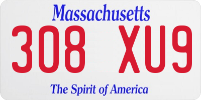 MA license plate 308XU9