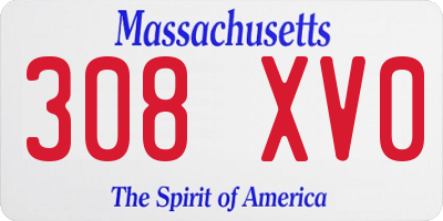 MA license plate 308XV0
