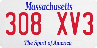 MA license plate 308XV3