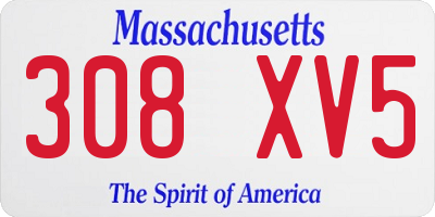 MA license plate 308XV5