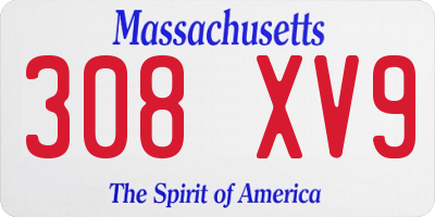 MA license plate 308XV9