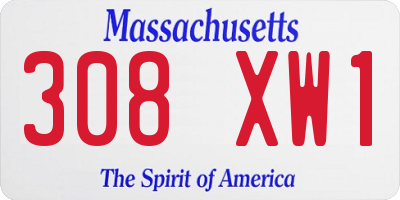 MA license plate 308XW1
