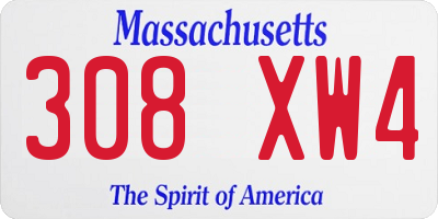 MA license plate 308XW4