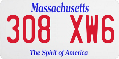 MA license plate 308XW6