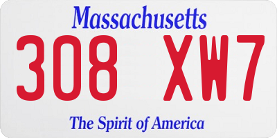 MA license plate 308XW7