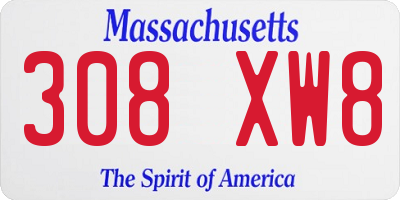 MA license plate 308XW8