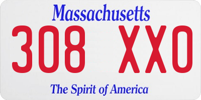 MA license plate 308XX0