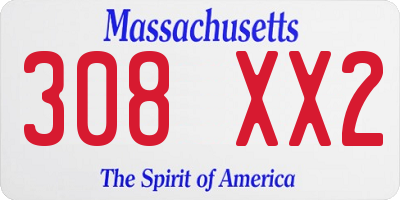 MA license plate 308XX2
