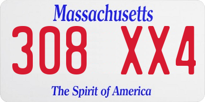 MA license plate 308XX4