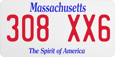 MA license plate 308XX6