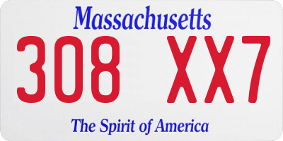 MA license plate 308XX7