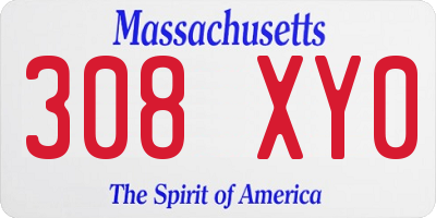 MA license plate 308XY0